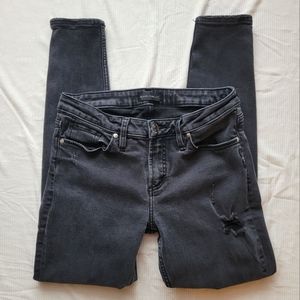 Silver Aiko Skinny Jeans Destroyed Gray Black Lace Western Glove Works 29x29